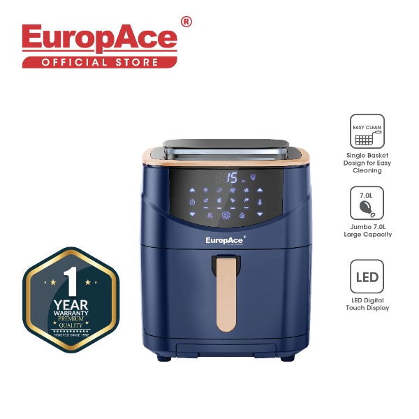 EuropAce 7.0L XXL 3-in-1 Steam Air Fryer (Blue / 1700W / Family Size / Single Basket)